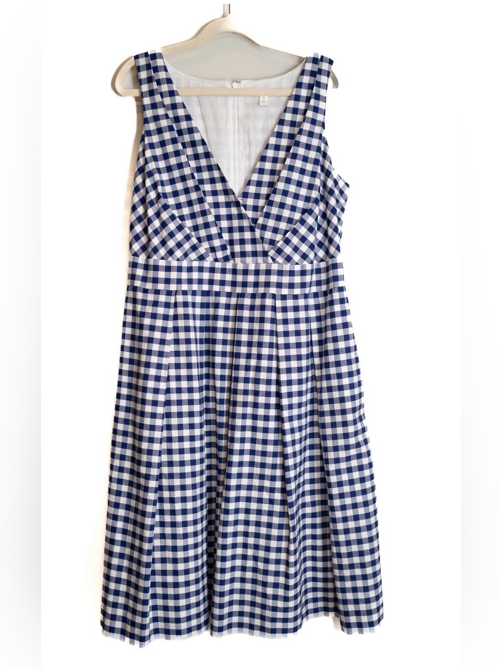 1901 Navy and White Gingham Midi Fit-and-Flare Dress